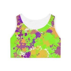 Vibrant Paint Splash Sports Bra - Colorful Activewear for Fitness Lovers