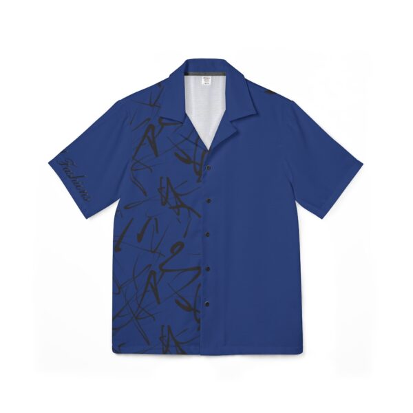 Men's Hawaiian Camp Shirt - Blue Astronaut Print Adventure Hawaian Attire