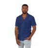Men's Hawaiian Camp Shirt - Blue Astronaut Print Adventure Hawaian Attire
