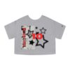 Champion Women's Cropped T-Shirt - Star Print with Bold 'Be Merciful' Design