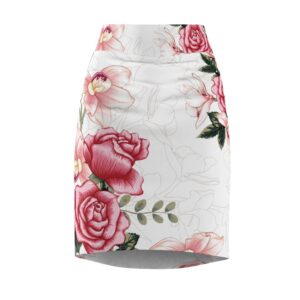 Roses Are Elegant Floral Print Women's Pencil Skirt - Perfect for Office and Casual Outfits