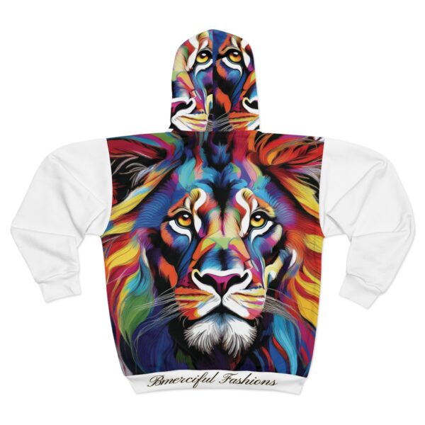 Vibrant Lion Design Unisex Zip Hoodie for Animal Lovers
