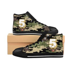Men's High-Top Sneakers - Camouflage Robot Spider Web Design