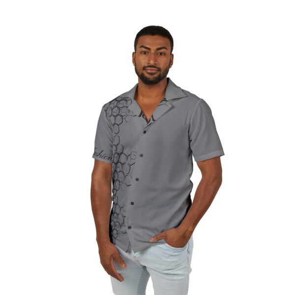 Men's Hawaiian Shirt - BeeHive Geometric Pattern - Tropical Summer Camp Shirt