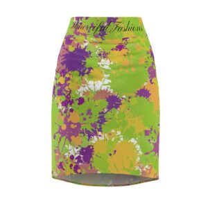 Paint Splash Print Pencil Skirt