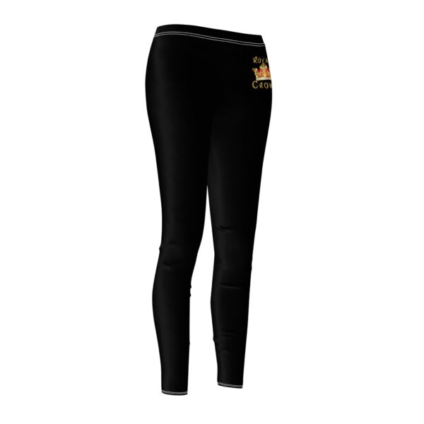Royal Crown - Women's Cut & Sew Casual Leggings Black and Gold Emblem