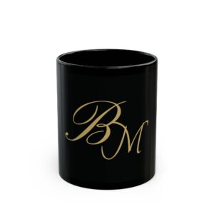 Elegant Custom Black Mug with Gold Initials - Perfect Gift for Coffee Lovers