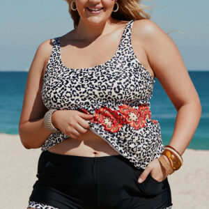 Leopard Sleeveless Curvy Size Tankini