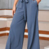Black High Waisted Tie Front Side Pocket Wide Leg Flowy Casual Pants