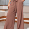 Black High Waisted Tie Front Side Pocket Wide Leg Flowy Casual Pants