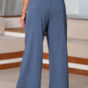 Black High Waisted Tie Front Side Pocket Wide Leg Flowy Casual Pants