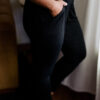 Black Plus Size Frill High Waist Pocketed Soft Pants