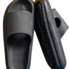 BMerciful's Black Hollow-out Thick Soled Slip On Slippers
