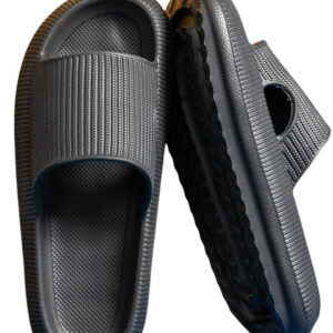 BMerciful's Black Hollow-out Thick Soled Slip On Slippers