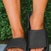BMerciful's Black Hollow-out Thick Soled Slip On Slippers