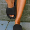 BMerciful's Black Hollow-out Thick Soled Slip On Slippers