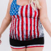 BMerciful's Multicolor American Flag Print Tankini Plus Size Swimwear