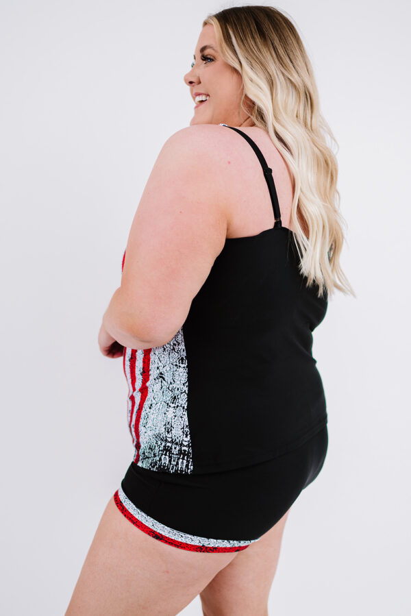 BMerciful's Multicolor American Flag Print Tankini Plus Size Swimwear
