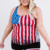 BMerciful's Multicolor American Flag Print Tankini Plus Size Swimwear