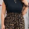 BMerciful Brown Plus Size Leopard Shorts and Ruffle Sleeve Tee Set