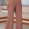 Black High Waisted Tie Front Side Pocket Wide Leg Flowy Casual Pants