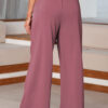 Black High Waisted Tie Front Side Pocket Wide Leg Flowy Casual Pants